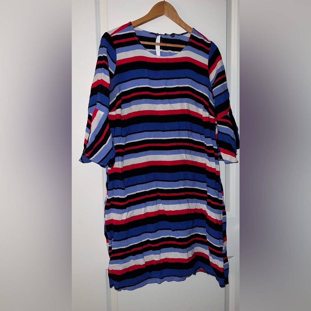 Eloquii Striped Shift Dress with Bell Sleeves - Size 18